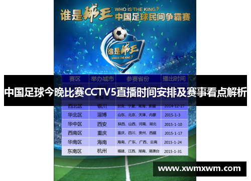 中国足球今晚比赛CCTV5直播时间安排及赛事看点解析